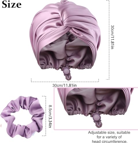 AUMA Adjustable Satin Silk Sleeping Cap: Curly Hair Braid Wrap Night Bonnet Tie Elastic Drawstring Band for Women Men…