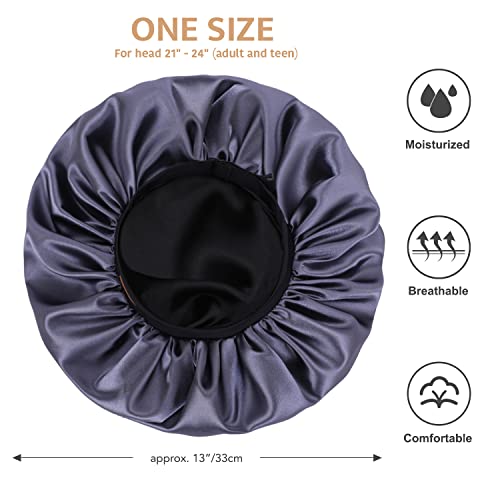 Hat Hut Satin Bonnet Silk Bonnet Sleep Cap for Women Hair Bonnet for Curly Hair Sleeping Adjustable Wide Band Double Layer