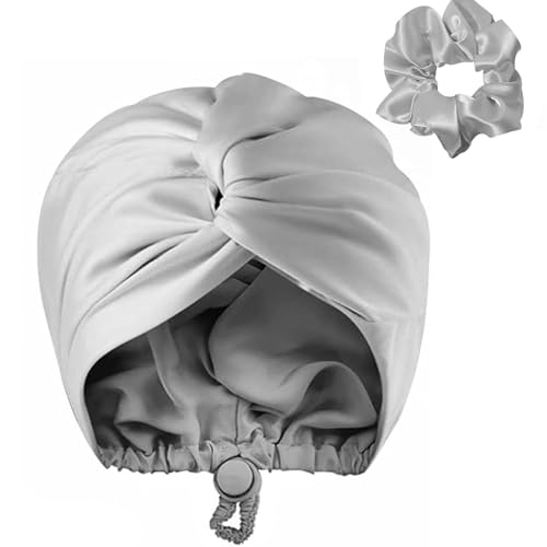 AUMA Adjustable Satin Silk Sleeping Cap: Curly Hair Braid Wrap Night Bonnet Tie Elastic Drawstring Band for Women Men…