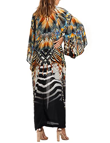 Women's Solid Color Long Beach Kimono Cardigan – Lace-Up Bikini Swimsuit Cover-Up