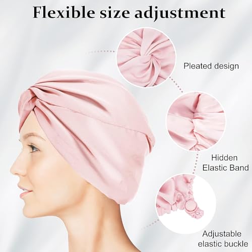 AUMA Adjustable Satin Silk Sleeping Cap: Curly Hair Braid Wrap Night Bonnet Tie Elastic Drawstring Band for Women Men…