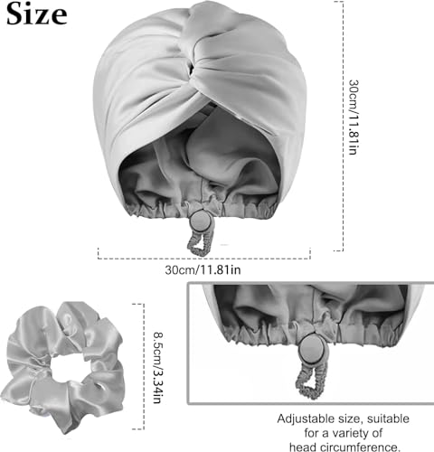 AUMA Adjustable Satin Silk Sleeping Cap: Curly Hair Braid Wrap Night Bonnet Tie Elastic Drawstring Band for Women Men…