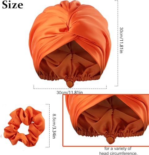 AUMA Adjustable Satin Silk Sleeping Cap: Curly Hair Braid Wrap Night Bonnet Tie Elastic Drawstring Band for Women Men…