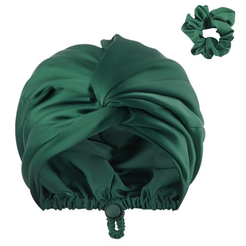 AUMA Adjustable Satin Silk Sleeping Cap: Curly Hair Braid Wrap Night Bonnet Tie Elastic Drawstring Band for Women Men…