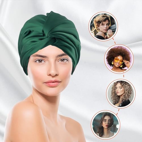 AUMA Adjustable Satin Silk Sleeping Cap: Curly Hair Braid Wrap Night Bonnet Tie Elastic Drawstring Band for Women Men…