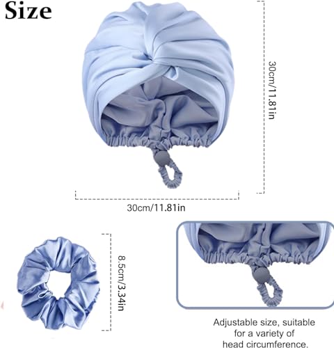 AUMA Adjustable Satin Silk Sleeping Cap: Curly Hair Braid Wrap Night Bonnet Tie Elastic Drawstring Band for Women Men…