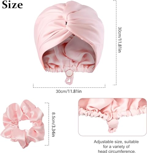 AUMA Adjustable Satin Silk Sleeping Cap: Curly Hair Braid Wrap Night Bonnet Tie Elastic Drawstring Band for Women Men…