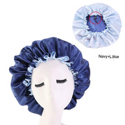 Reversible Satin Sleep Bonnet – Double-Layer Adjustable Night Cap for Hair Care