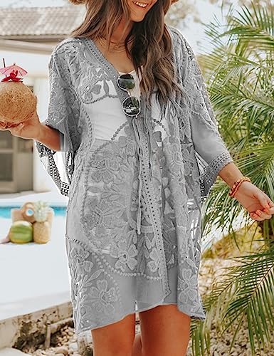 Women's Solid Color Long Beach Kimono Cardigan – Lace-Up Bikini Swimsuit Cover-Up