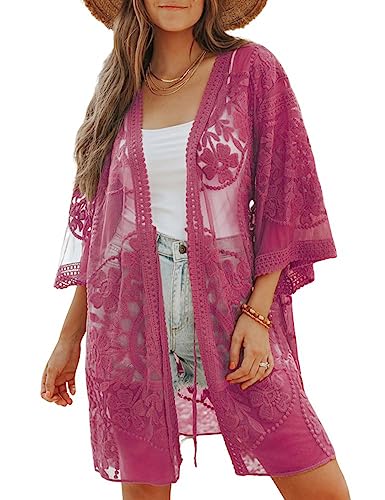 Women's Solid Color Long Beach Kimono Cardigan – Lace-Up Bikini Swimsuit Cover-Up