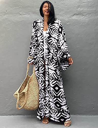 Women's Solid Color Long Beach Kimono Cardigan – Lace-Up Bikini Swimsuit Cover-Up