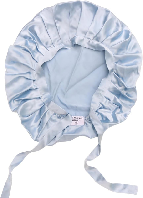 Ivy's Selection 22 Momme Premium Silk Hair Cap | 6A Grade Silk Sleeping Cap (Powder Blue)