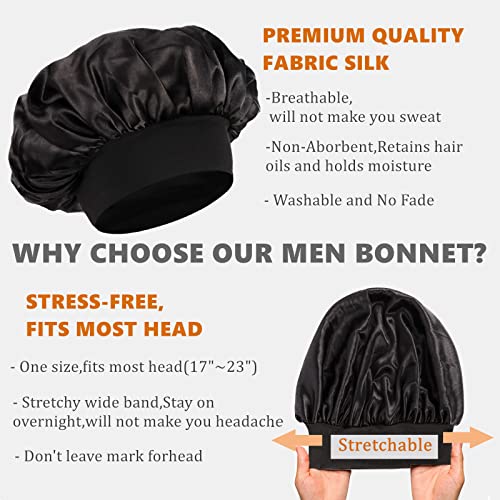 Bonnet for Men,Silk Bonnet for Sleeping,Double Layer Satin Bonnets for Women Curly Hair Braids,Reversible Sleep Bonnet