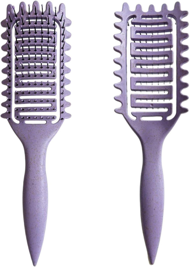 Curly Hair Brush, 2024 Newest Brush Less Pulling Styling Brush for Men and Women, Curl Brush,Boar Bristle Hair Brush Styling Brush for Detangling (Purple)