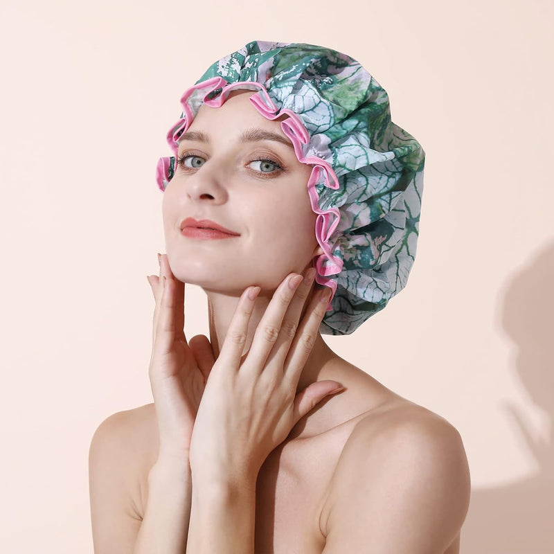 Luxury Shower Cap, Double Layer Waterproof Hair Protector