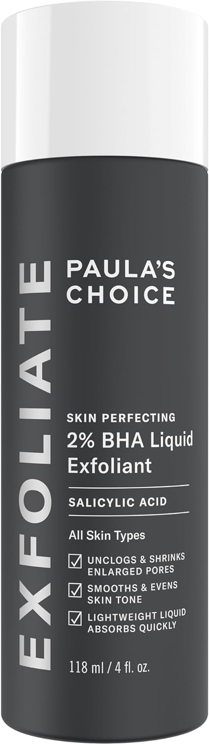 Paula's Choice Skin Perfecting 2% BHA Liquid Salicylic Acid Exfoliant, Gentle Facial Exfoliator for Blackheads, Large Pores, Wrinkles & Fine Lines, Travel Size, 30 mL Bottle