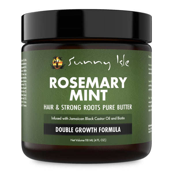 Sunny Isle Rosemary Mint Hair and Strong Roots Butter 4oz, Infused with Biotin & Jamaican Black Castor Oil to Strengthen and Nourish Hair, Dry Scalp, Split Ends