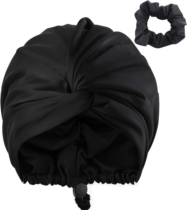 AUMA Adjustable Satin Silk Sleeping Cap: Curly Hair Braid Wrap Night Bonnet Tie Elastic Drawstring Band for Women Men…