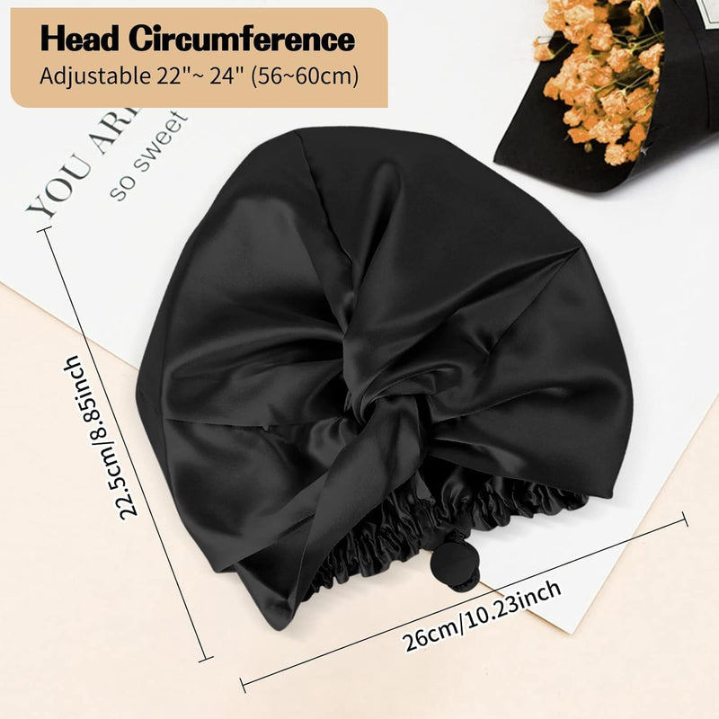 AUMA Adjustable Satin Silk Sleeping Cap: Curly Hair Braid Wrap Night Bonnet Tie Elastic Drawstring Band for Women Men…