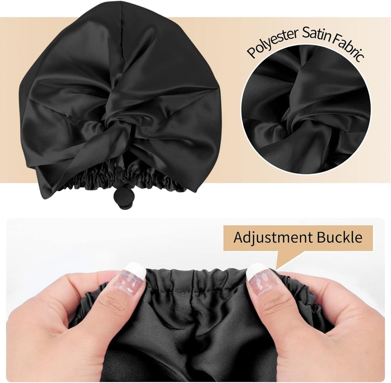 AUMA Adjustable Satin Silk Sleeping Cap: Curly Hair Braid Wrap Night Bonnet Tie Elastic Drawstring Band for Women Men…