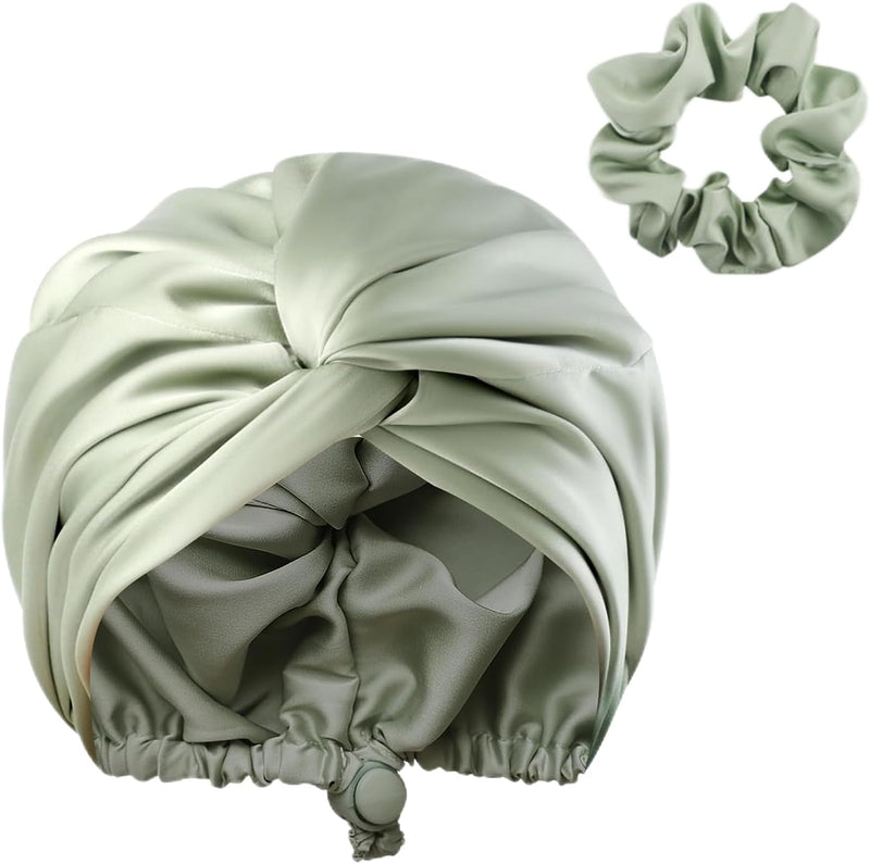 AUMA Adjustable Satin Silk Sleeping Cap: Curly Hair Braid Wrap Night Bonnet Tie Elastic Drawstring Band for Women Men…