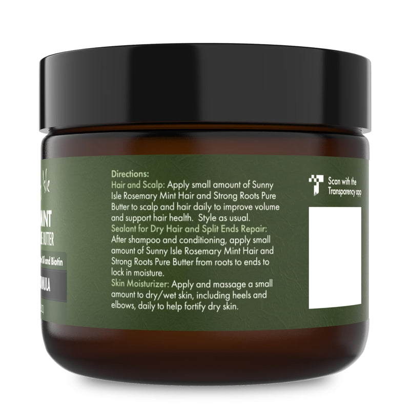 Sunny Isle Rosemary Mint Hair and Strong Roots Butter 4oz, Infused with Biotin & Jamaican Black Castor Oil to Strengthen and Nourish Hair, Dry Scalp, Split Ends