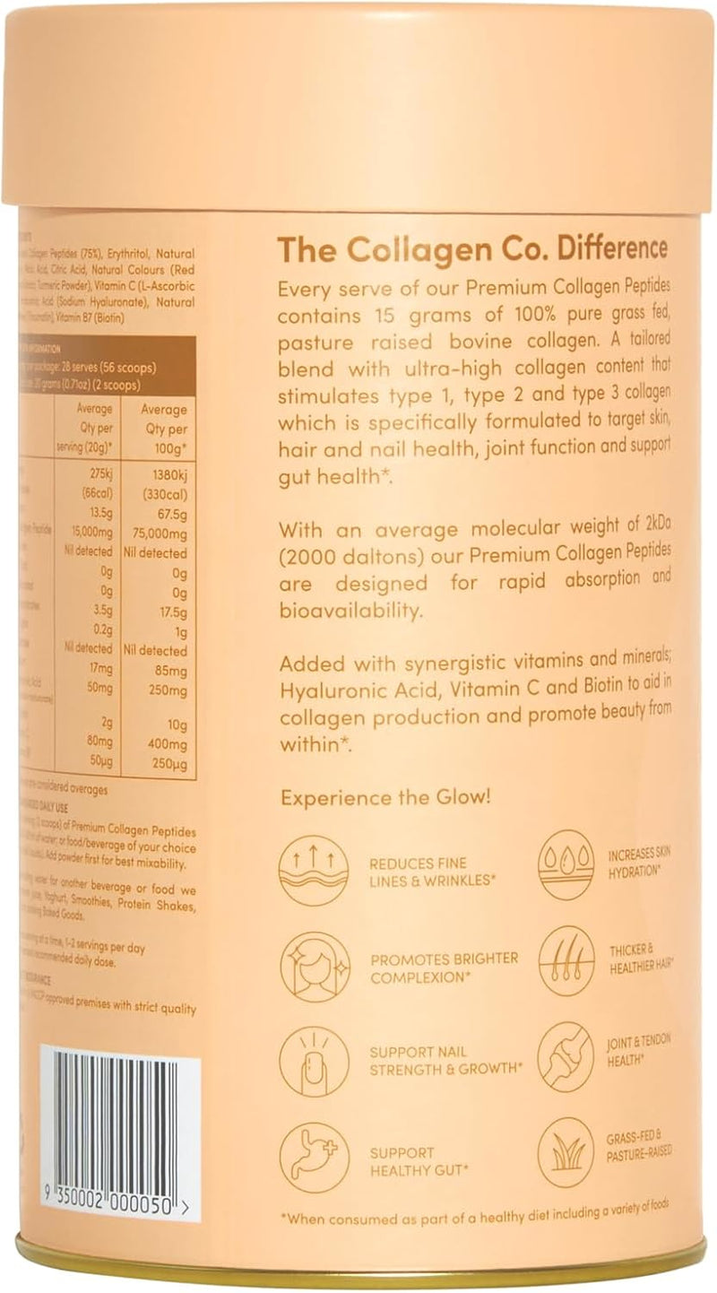 The Collagen Co. Premium Collagen Powder With Vitamin C And Biotin - Nurtures Healthy Hair, Glow Skin, Fortifies Joints, And Bones - Passionfruit Mango Collagen In A 14-Serve Loose Powder (280g)