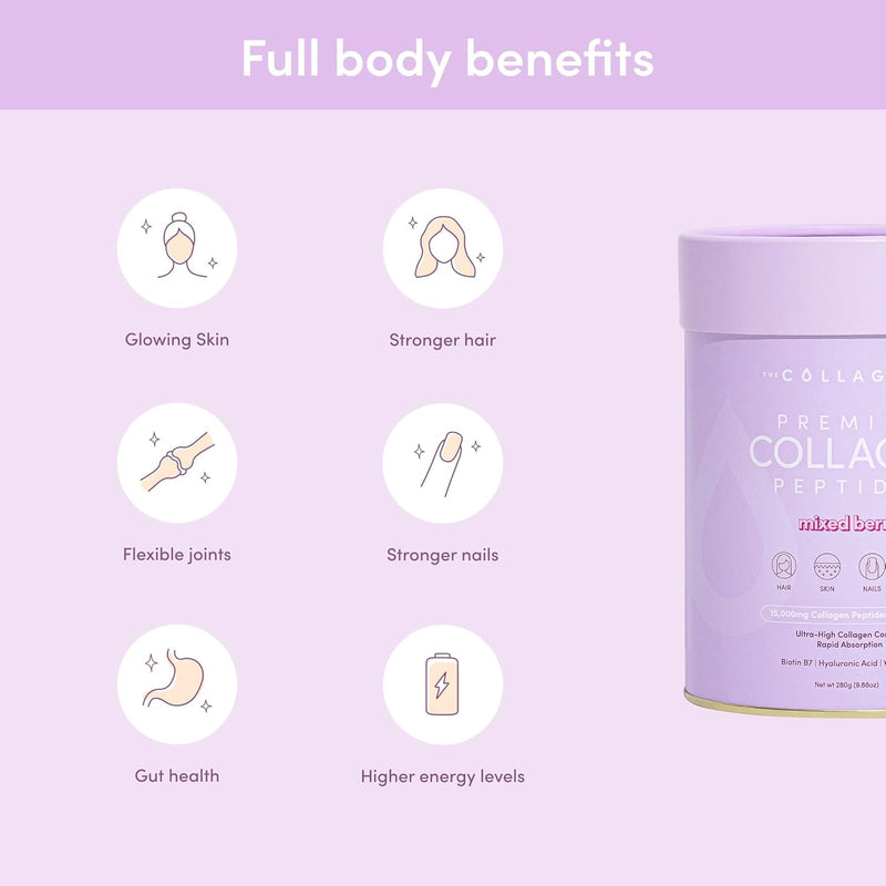 The Collagen Co. Premium Collagen Powder With Vitamin C And Biotin - Nurtures Healthy Hair, Glow Skin, Fortifies Joints, And Bones - Passionfruit Mango Collagen In A 14-Serve Loose Powder (280g)