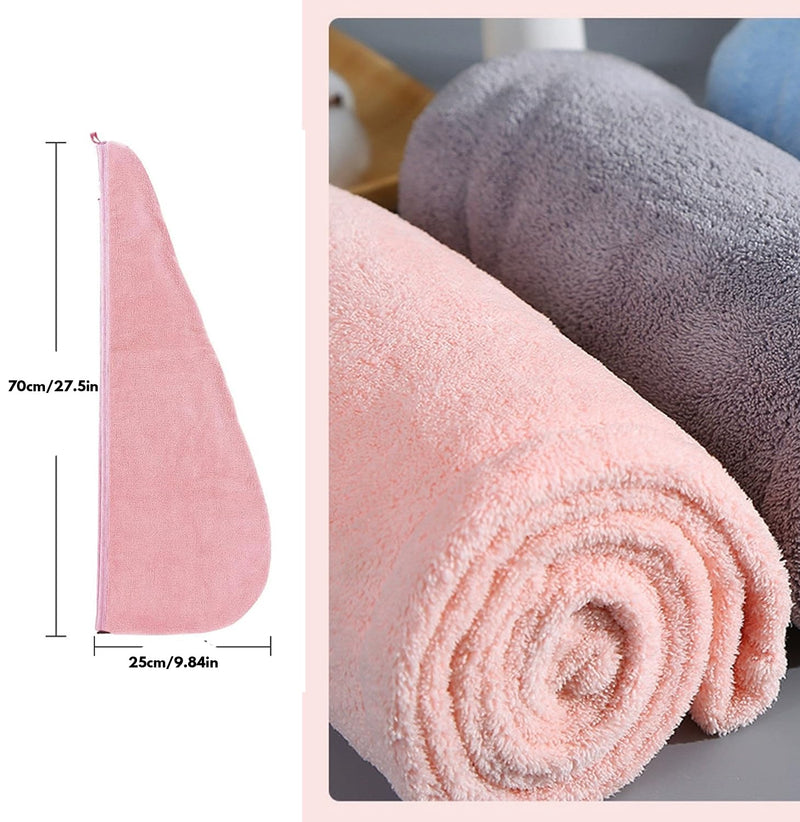 2 Pack Microfiber Hair Towel Wrap,Super Absorbent Twist Hair Turban Hair Wrap for Women Fast Drying Hair Drying Cap with Buttons,H HOME-MART Long & Thick Microfibre Hair Towel White