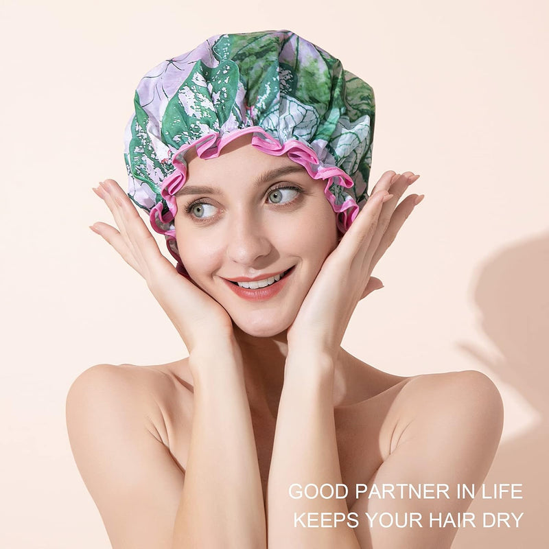 Luxury Shower Cap, Double Layer Waterproof Hair Protector