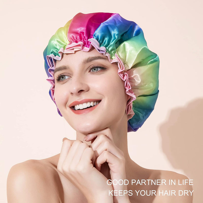 Luxury Shower Cap, Double Layer Waterproof Hair Protector