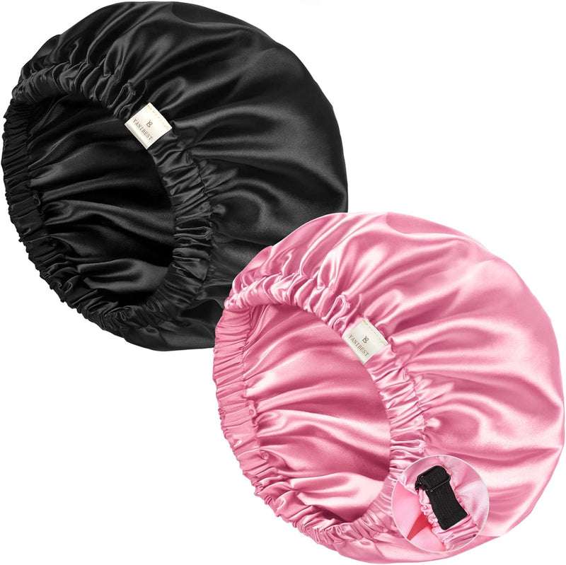 Satin Bonnet Sleep Bonnet Cap - Extra Large, Double Layer, Reversible, Adjustable Satin Cap(Large,Champagne)