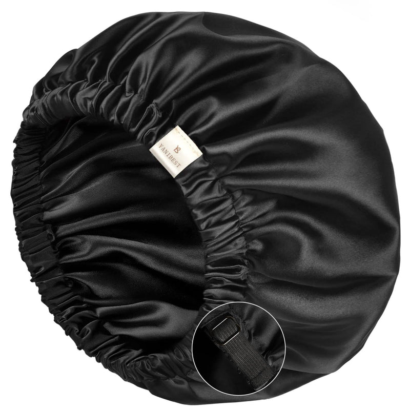 Satin Bonnet Sleep Bonnet Cap - Extra Large, Double Layer, Reversible, Adjustable Satin Cap(Large,Champagne)