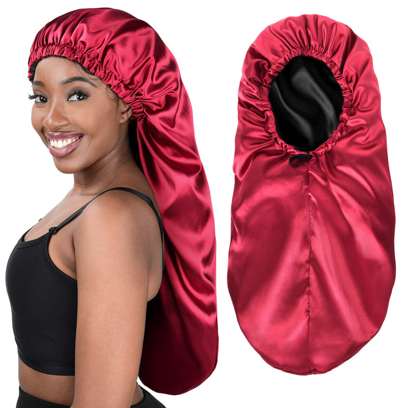 Satin Bonnet Sleep Bonnet Cap - Extra Large, Double Layer, Reversible, Adjustable Satin Cap(Large,Champagne)