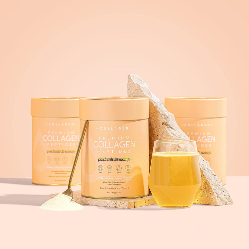 The Collagen Co. Premium Collagen Powder With Vitamin C And Biotin - Nurtures Healthy Hair, Glow Skin, Fortifies Joints, And Bones - Passionfruit Mango Collagen In A 14-Serve Loose Powder (280g)