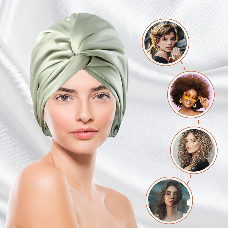 AUMA Adjustable Satin Silk Sleeping Cap: Curly Hair Braid Wrap Night Bonnet Tie Elastic Drawstring Band for Women Men…