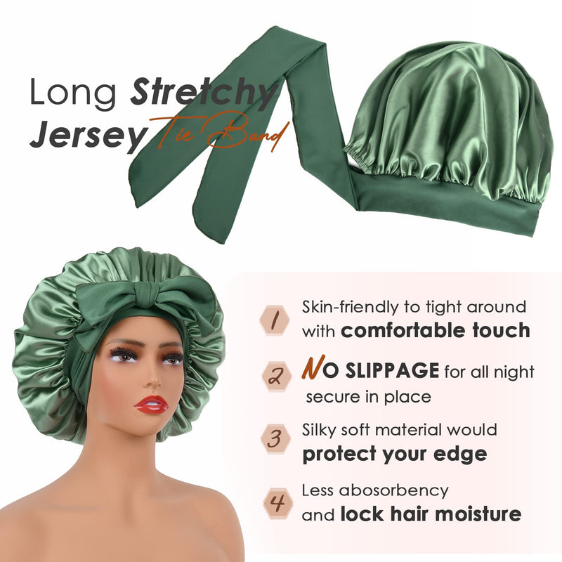 Satin Bonnet Sleep Bonnet Cap - Extra Large, Double Layer, Reversible, Adjustable Satin Cap(Large,Champagne)