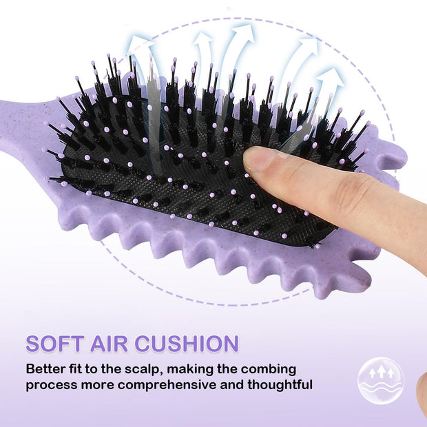 Curly Hair Brush, 2024 Newest Brush Less Pulling Styling Brush for Men and Women, Curl Brush,Boar Bristle Hair Brush Styling Brush for Detangling (Purple)