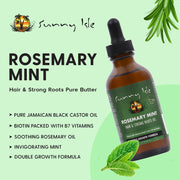 Sunny Isle Rosemary Mint Hair and Strong Roots Oil 3oz, Infused with Biotin & Jamaican Black Castor Oil to Strengthen Hair, Dry Scalp, Split Ends