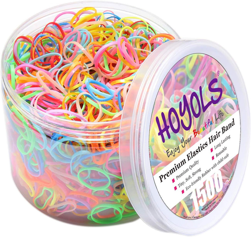 Hoyols Clear Hair Elastic Rubber Bands No Damage Ties for Ponytail Braid Holder 1500 Piece