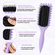 Curly Hair Brush, 2024 Newest Brush Less Pulling Styling Brush for Men and Women, Curl Brush,Boar Bristle Hair Brush Styling Brush for Detangling (Purple)