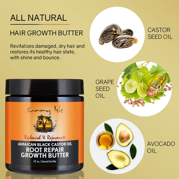 Sunny Isle Jamaican Black Castor Oil Root Repair Growth Butter (4 oz.)