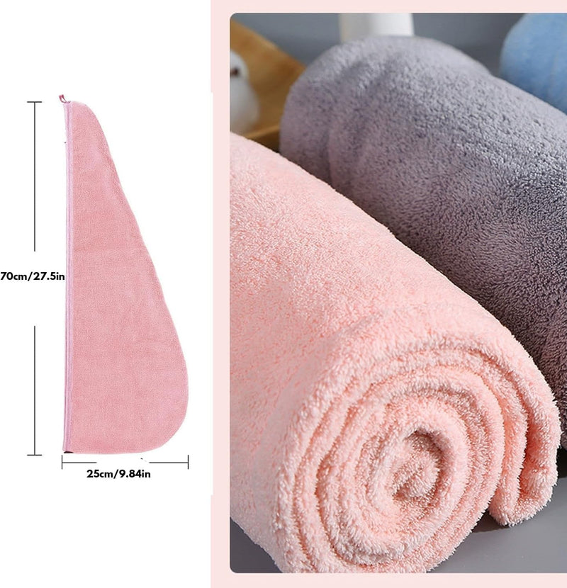 2 Pack Microfiber Hair Towel Wrap,Super Absorbent Twist Hair Turban Hair Wrap for Women Fast Drying Hair Drying Cap with Buttons,H HOME-MART Long & Thick Microfibre Hair Towel White