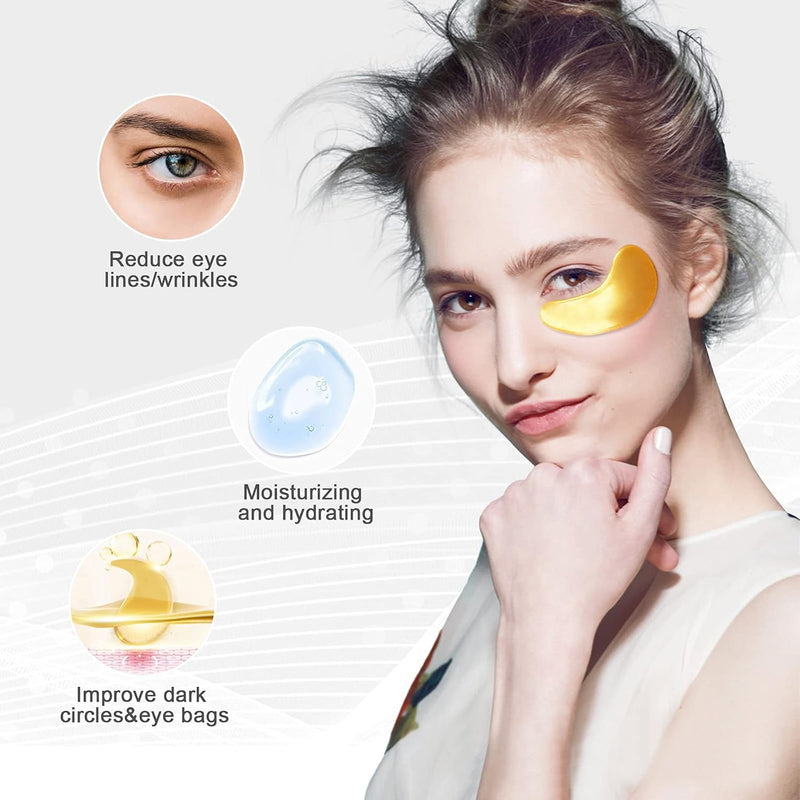 60Pcs/30Pairs JUYOU Reallygood 24K Gold Gel Collagen Eye Pads, Crystal Collagen Under Eye Mask for Moisturizing, Reducing Fine Lines&Dark Circles& Puffy Eyes Under Eye Patch for Women Men, Gold