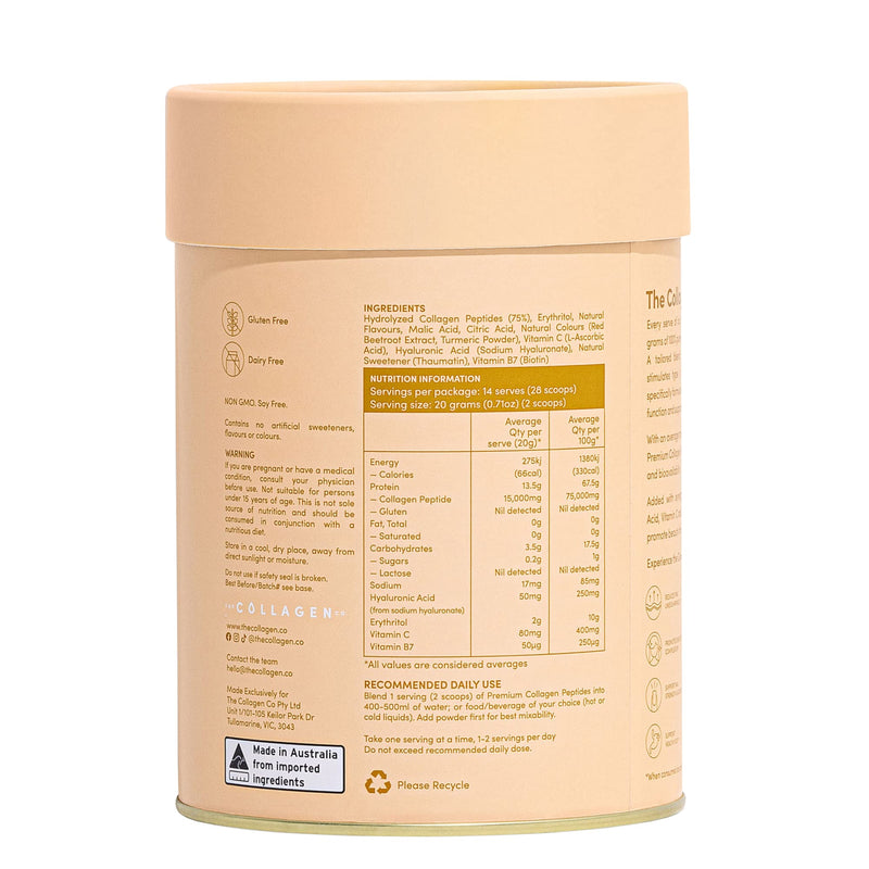 The Collagen Co. Premium Collagen Powder With Vitamin C And Biotin - Nurtures Healthy Hair, Glow Skin, Fortifies Joints, And Bones - Passionfruit Mango Collagen In A 14-Serve Loose Powder (280g)