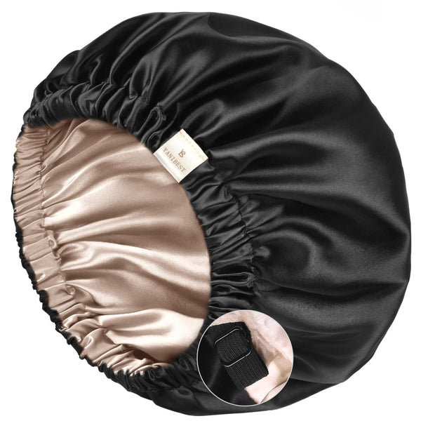 Satin Bonnet Sleep Bonnet Cap - Extra Large, Double Layer, Reversible, Adjustable Satin Cap(Large,Champagne)