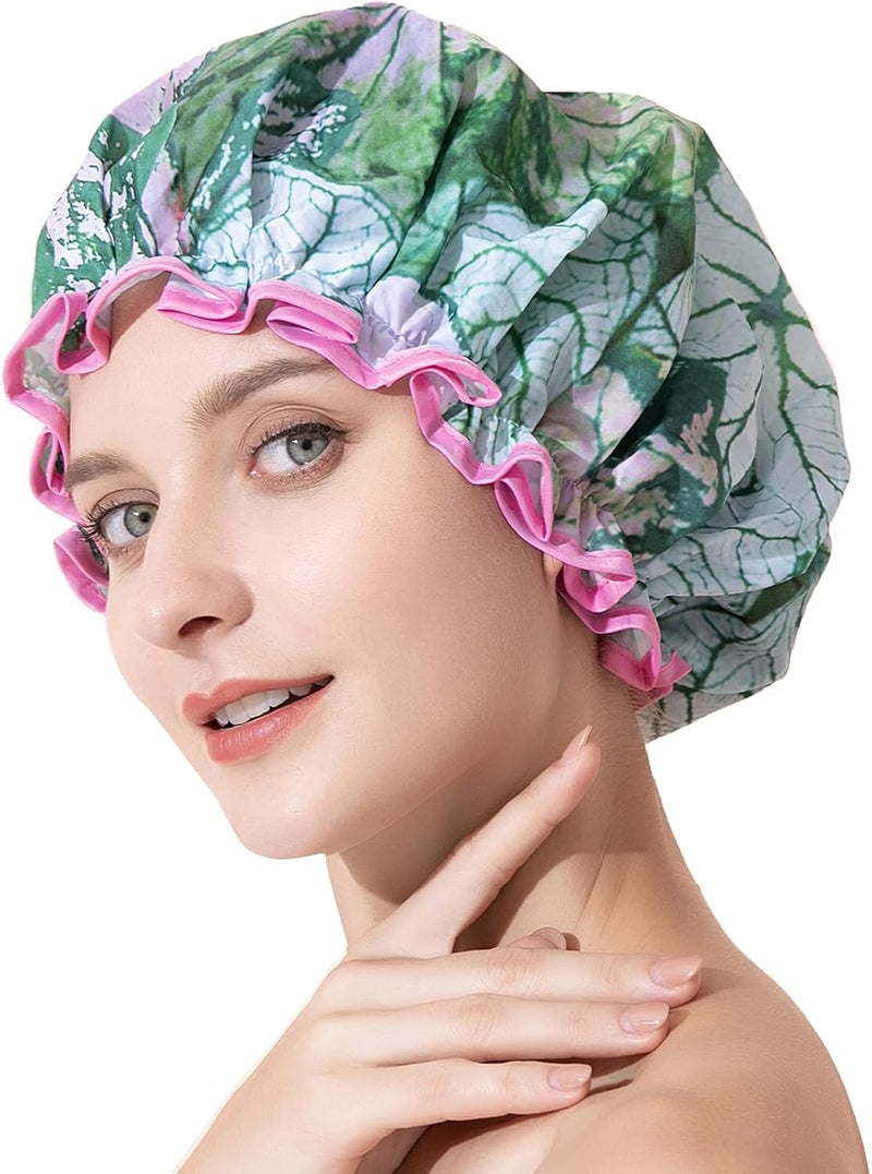 Luxury Shower Cap, Double Layer Waterproof Hair Protector