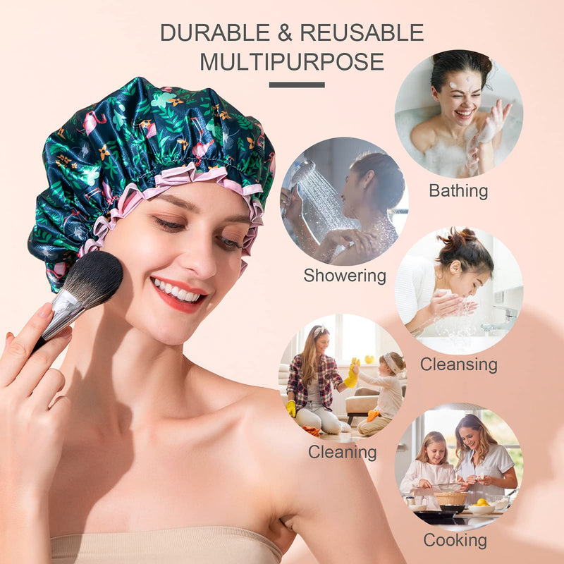 Luxury Shower Cap, Double Layer Waterproof Hair Protector