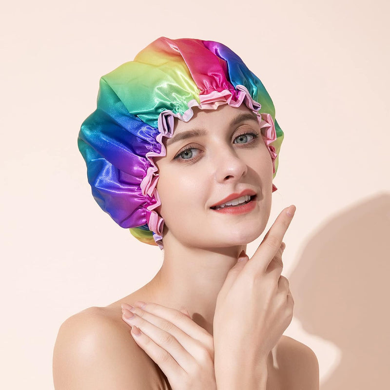 Luxury Shower Cap, Double Layer Waterproof Hair Protector