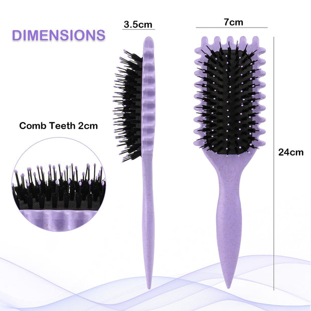 Curly Hair Brush, 2024 Newest Brush Less Pulling Styling Brush for Men and Women, Curl Brush,Boar Bristle Hair Brush Styling Brush for Detangling (Purple)